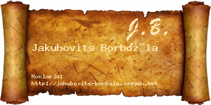 Jakubovits Borbála névjegykártya